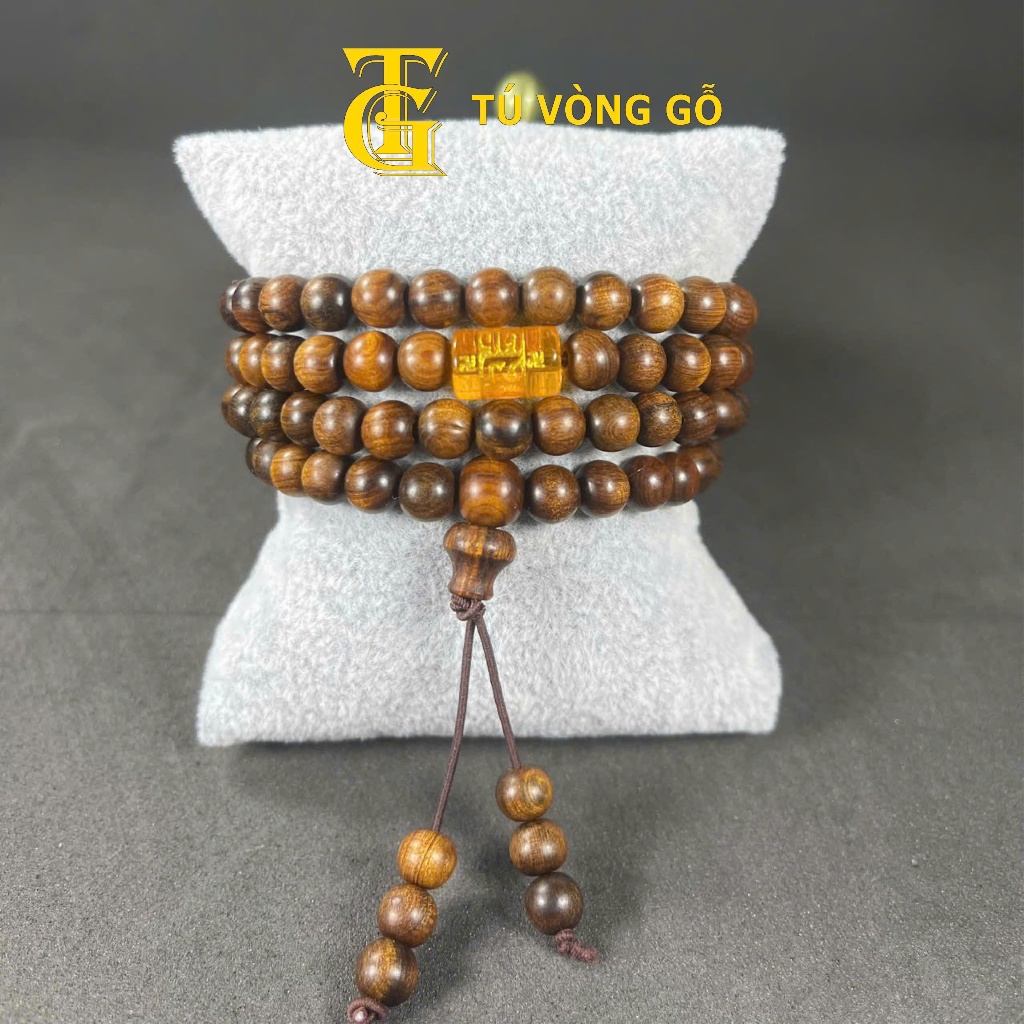 Vòng tay gỗ Bách xanh 108 hạt  mix Lu Thống Omani cho nam và nữ mệnh Kim, Mộc, Thuỷ, Hoả, Thổ | TVG