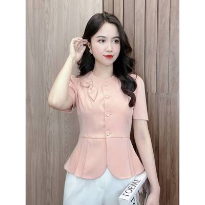 Áo kí giả nơ 1  ngọc, phối tà peplum kiểu dáng sáng trọng, kiểu dáng dễ mặc