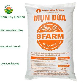 Mụn dừa Sfarm túi 20dm3 đã qua xử lý, giá thể ươm cây con, trồng rau thủy canh, trộn đất trồng cây