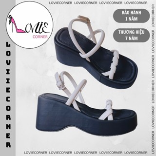 LOVIIECORNER - SANDAL NỮ MŨI VUÔNG - GIÀY NỮ ĐẾ XUỒNG CAO ĐI HỌC - GIÀY ĐẾ BẰNG QUAI HẬU HỞ GÓT 9CM - S240801