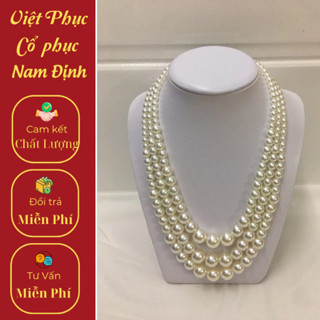 Vòng Cổ Hạt Tròn 3 Vòng Phối Hạt 6-8-10-12-14 Mix Ngắn Đeo Mặc Áo Dài