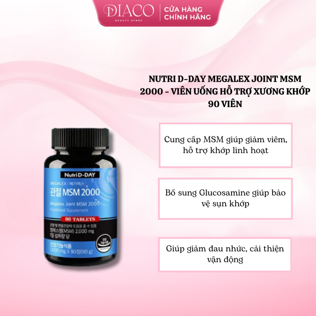 NUTRI D-DAY MEGALEX JOINT MSM 2000 - VIÊN UỐNG HỖ TRỢ XƯƠNG KHỚP - 90 VIÊN