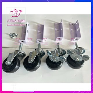  Bánh xe đẩy combo 4 bánh loại tốt lắp ráp bánh xe kệ sắt V lỗ đa năng xoay 360 độ 