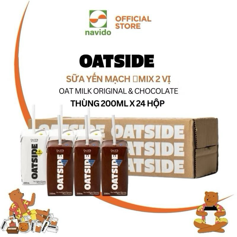 THÙNG 24 HỘP x 200ml | SỮA YẾN MẠCH OATSIDE VỊ NGUYÊN BẢN VÀ CHOÔCLATE