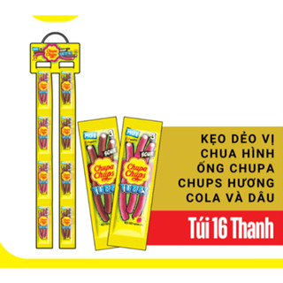  LỐC 16 THANH - Bịch Kẹo dẻo Chupa Chups sour tubes kẹo dẻo chua hình ống có nhân 