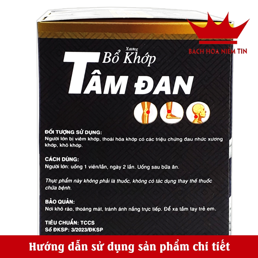 Viên bổ khớp Tâm Đan - giảm các biểu hiện của viêm khớp , thành phần collagen, sụn vi cá mập, glucosamin HỘP 60 VIÊN