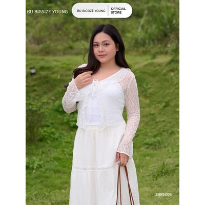 Áo khoác mỏng ren tay loe BIGSIZE (55kg đến 95kg) – 25BKN005 - [BU Bigsize Young]