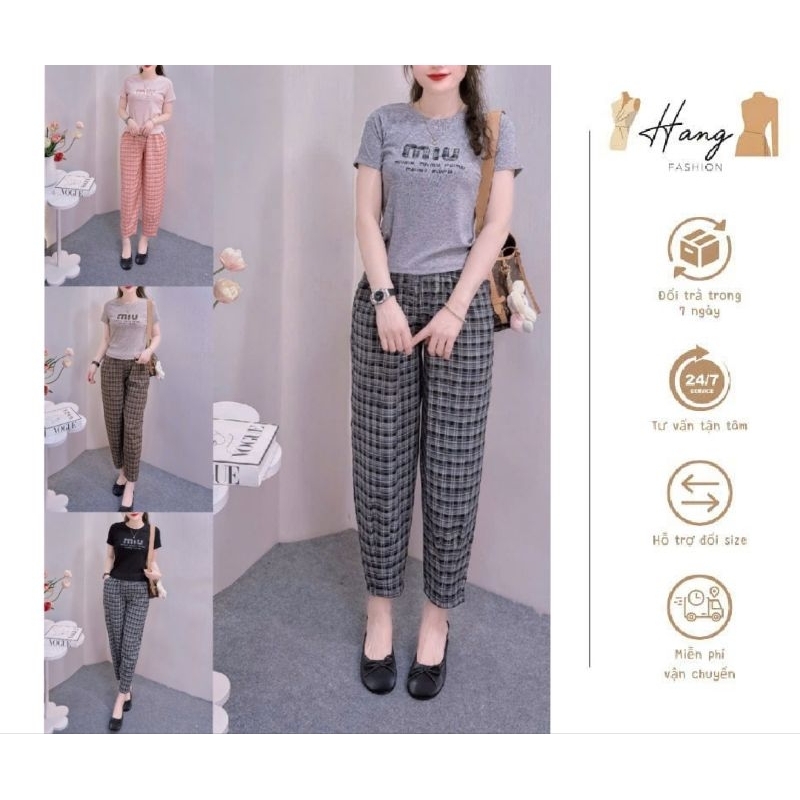 Bộ nữ H09 mặc nhà chất liệu cotton co giãn thời trang nữ H FASHION