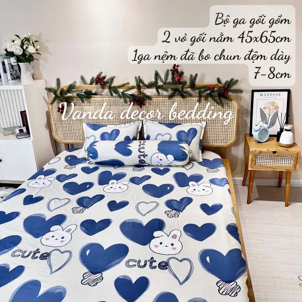 Bộ ga giường cotton poly 3 món nhiều mẫu lựa chọn ga nệm bo chun 1m6x2m 1m8x2m