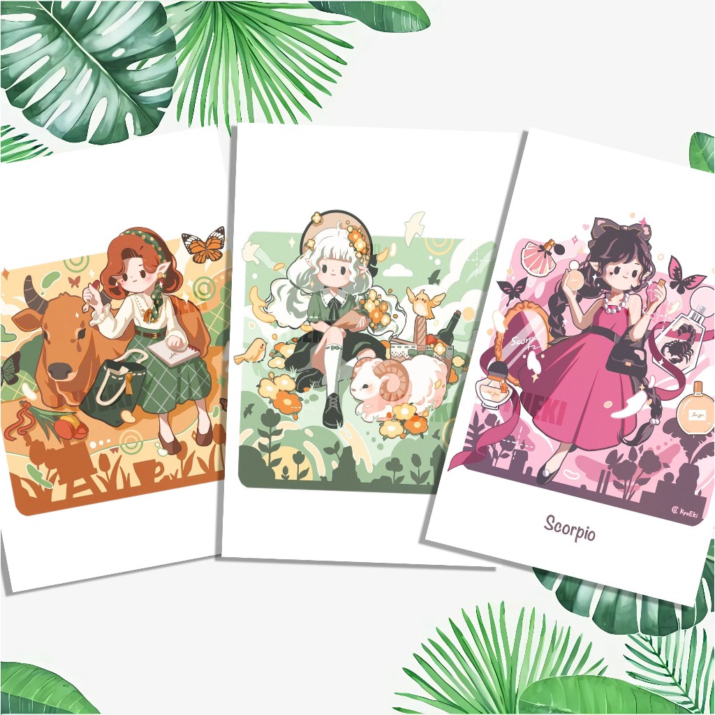 Tranh Tô Màu Nước 12 Cung Hoàng Đạo / Bộ 12 tranh Giấy 300 gsm Vân Cold Pressed Khổ A5 MN38