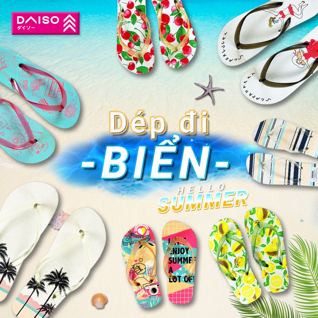 Dép đi biển cho trẻ em họa tiết trái cây - Daiso Japan
