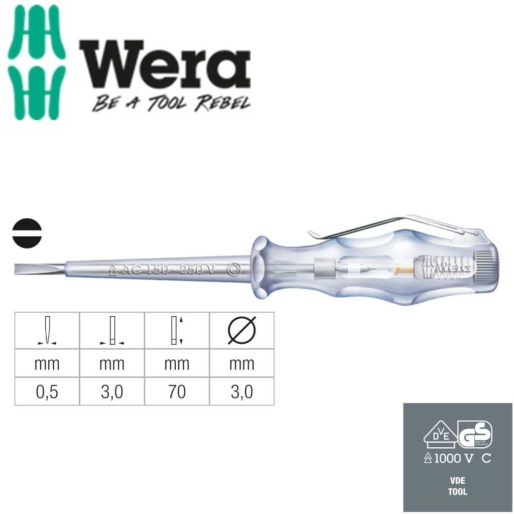 Bút thử điện Wera 247 Single-pole voltage tester Wera 05005655001