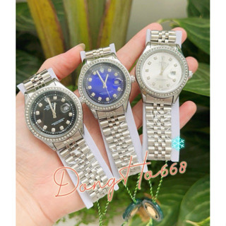 Đồng hồ Rolex nam viền đính đá siêu sáng, size mặt 36mm dây thép đúc nguyên khối chống gỉ chống nước