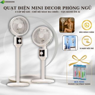 Quạt điện cây nhỏ gọn decor phòng ngủ - Quạt điện mini chế độ xoay đa chiều 3 cấp độ gió vận hành êm ái