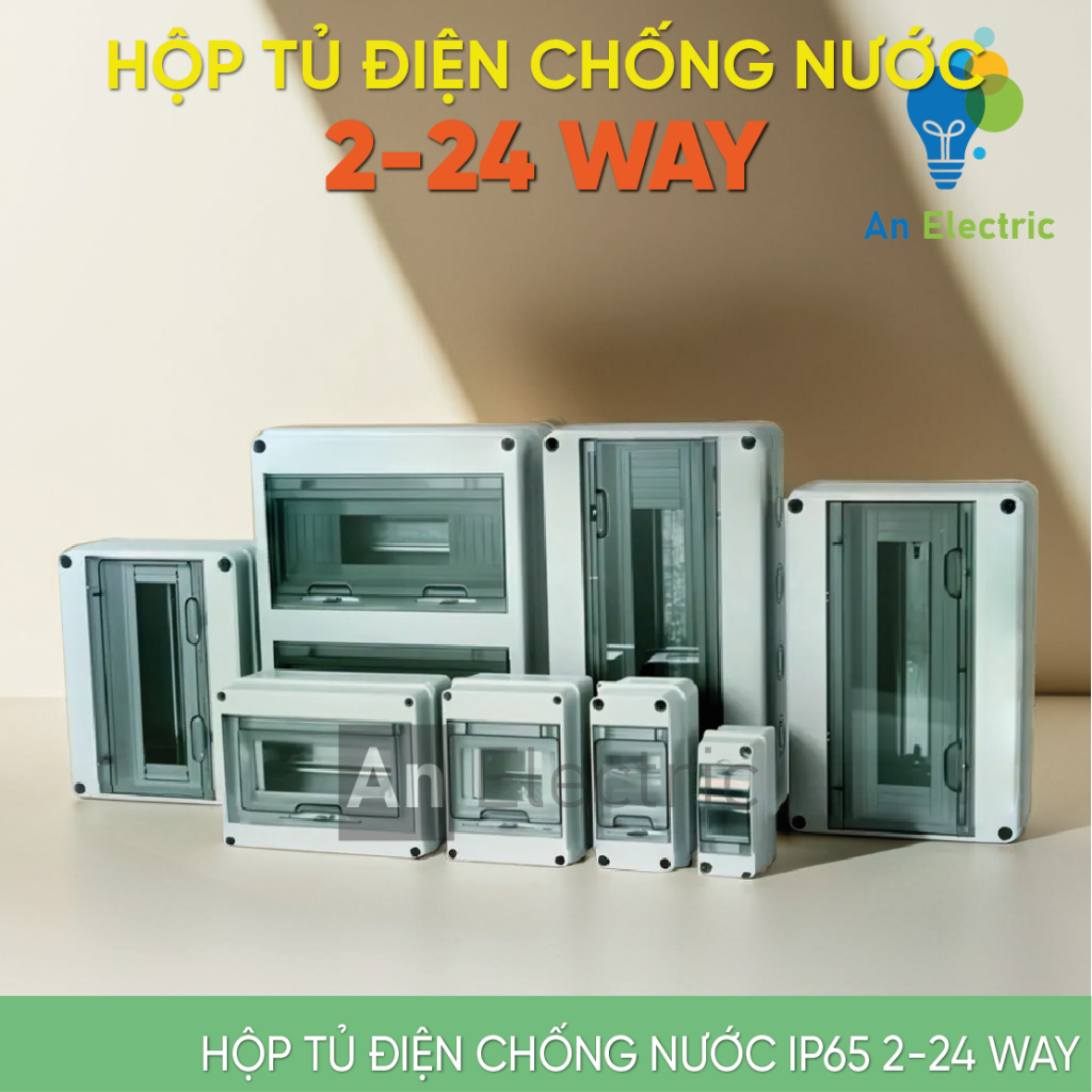 Tủ điện chống nước IP65 2 WAY, 3 WAY, 5 WAY, 8 WAY, 12 WAY nhựa cao cấp ABS chuyên dụng cho điện mặt