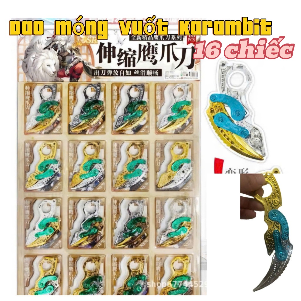 Vỉ 16 Chiếc Dao Múa Karambit Hình Móng Vuốt Thú Vị Đồ Chơi Xoay Dao Cà Rốt Múa Siêu Đẹp