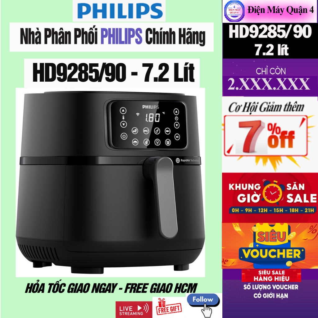 HD9285/90 -- Nồi chiên không dầu Philips HD9285/90 - 7,2L / HD9285 - Cam kết chính hãng