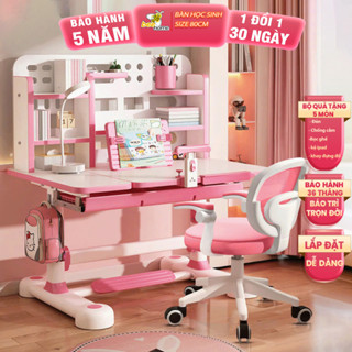 Bàn học trẻ em C13 Có kệ sách mới cho bé Nâng cấp ghế xoay 360 độ có bánh xe Nâng hạ linh hoạt