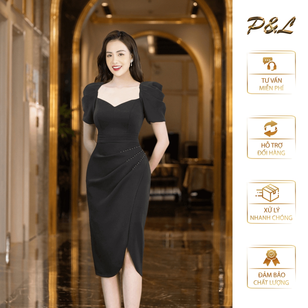 Váy Đầm Dự Tiệc Trung Niên BigSize Đi Cưới Thiết Kế Cao Cấp Đầm Đi Tiệc Dáng Ôm Cổ Vuông Pha Lê PL01 | BigBuy360 - bigbuy360.vn