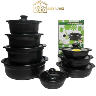 Nồi đất sứ loại 1 tráng men chống dính - Có nắp, sâu lòng, cạn lòng - Kho cá, thịt, mì cay, cơm niêu