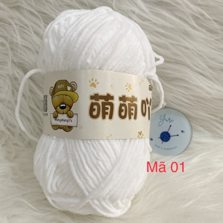 Len Nhung Gấu Mengmengya – Mềm Mịn, Dài 135m, Dễ Móc, Thích Hợp Làm Thú Bông, Áo, Mũ