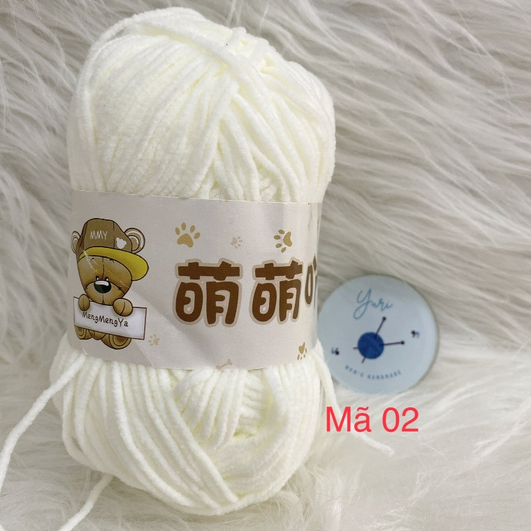Len Nhung Gấu Mengmengya – Mềm Mịn, Dài 135m, Dễ Móc, Thích Hợp Làm Thú Bông, Áo, Mũ