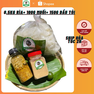 0.5kg Bánh tráng RÌA phơi sương trộn + 100g Muối Tôm Nhuyễn + 150g Dầu Tỏi siêu ngon - Snack Ăn Vặt Gia Vị Bột