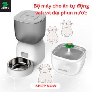🍀BỘ ĐÔI MÁY CHO ĂN TỰ ĐỘNG WIFI 3L VÀ  MÁY LỌC NƯỚC 2L/ A SET WITH WIFI FEEDER 3L AND WATER FOUTAIN 2L⛲🥗
