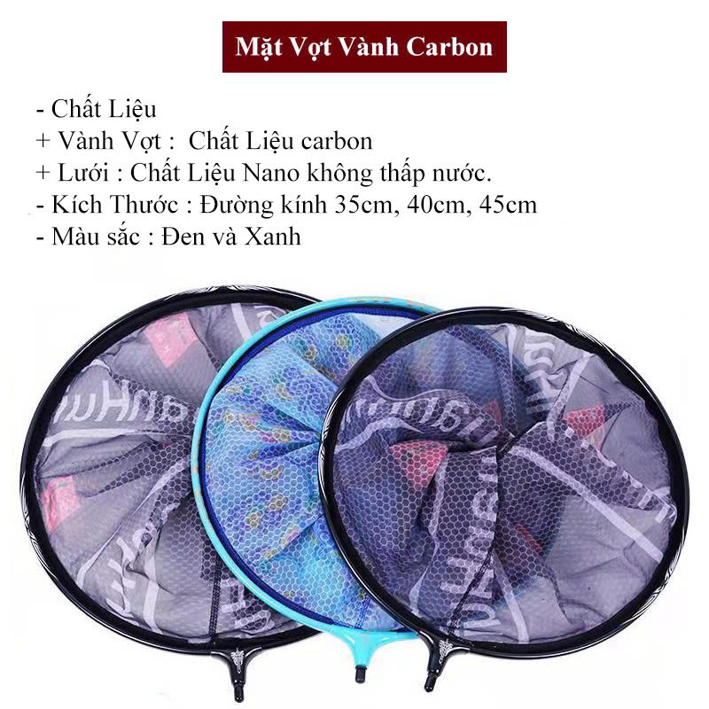 Vành vợt cá carbon có thể tháo rời đủ size