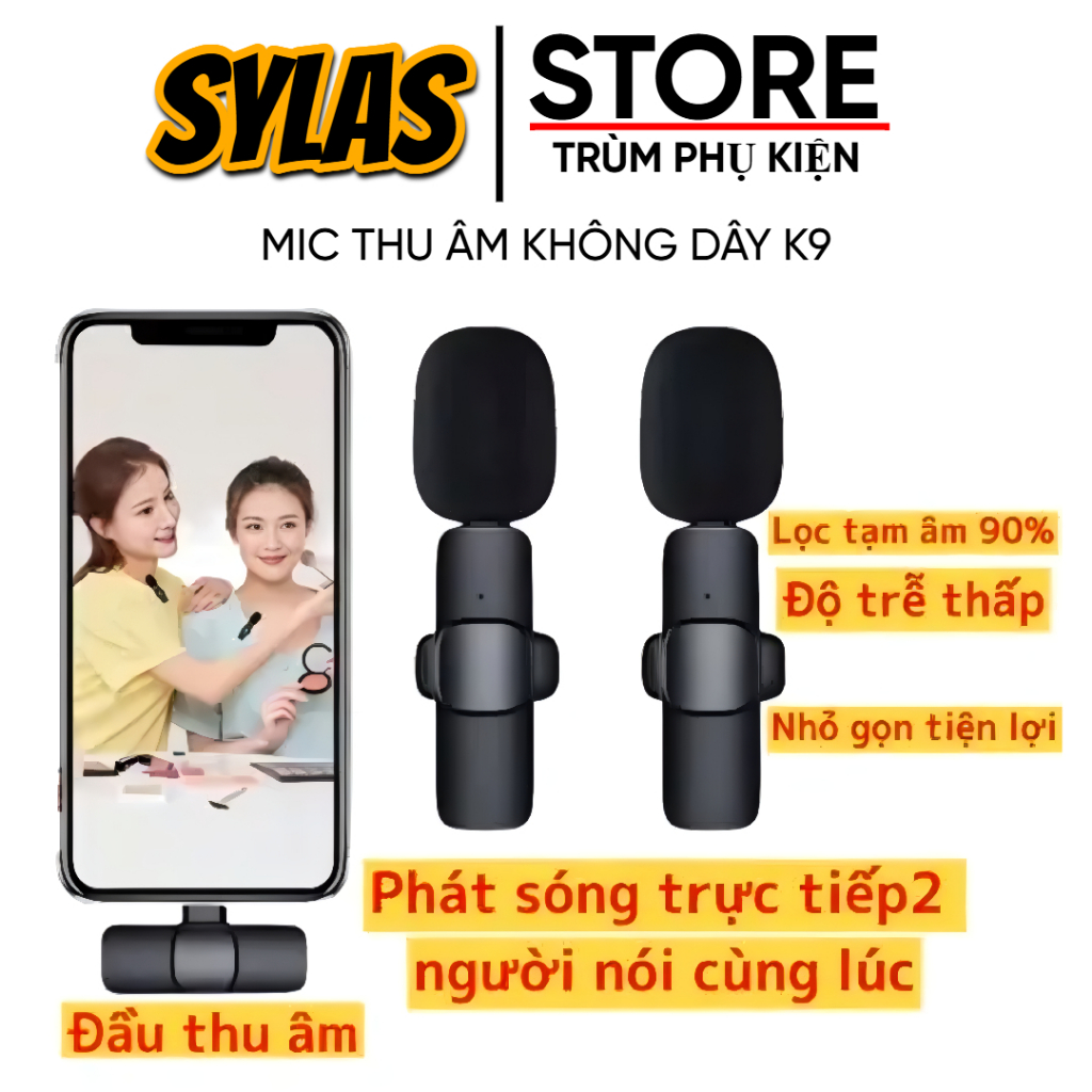 Mic Thu Âm Không Dây Cài Áo K9  Khử Tiếng Ồn Dùng Livetream Ghi Âm Quay Video Đàm Thoại | BigBuy360 - bigbuy360.vn