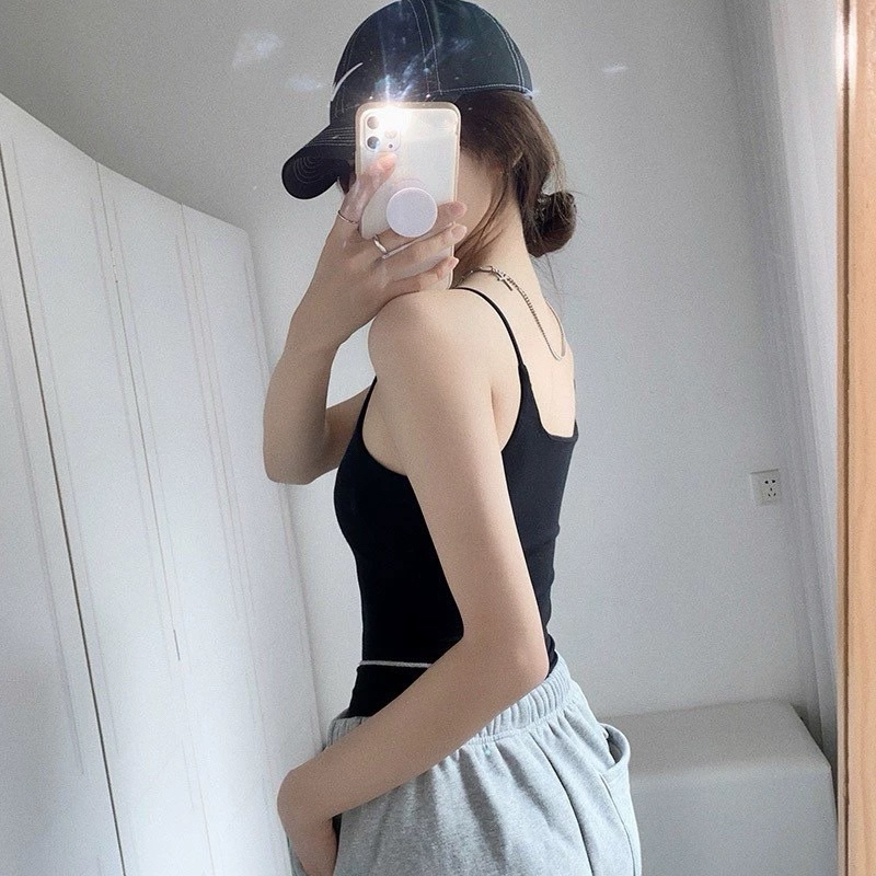 Áo 2 Dây  Len Thun, Áo Len CÓ MÚT ĐỆM quai Nhỏ 4 Màu Cài Khuy Ngực Ôm Body Dáng Croptop Quyến Rũ Bl36 (có bigsize) | BigBuy360 - bigbuy360.vn