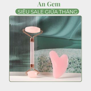 Thanh lăn mặt và Guasha đá  An gem Beauty from unique, đá hỗ trợ nâng cơ thon gọn