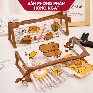 Túi đựng bút Capybara trong suốt cute dễ thương, túi đựng mỹ phẩm đồ dùng học tập H09