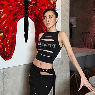 Áo croptop kiểu cổ yếm nữ Ôm body sexy Hở ngưc Áo ba lỗ kiểu Đi quẩy bar pub Đi chơi Dạo phố