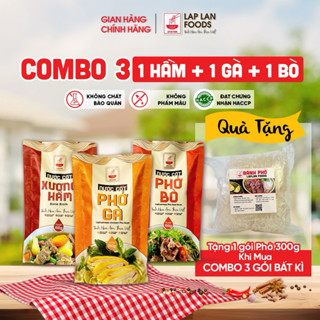 Combo Trải Nghiệm 3 Vị Nước Cốt Phở Bò - Phở Gà - Xương Hầm - LapLan Foods