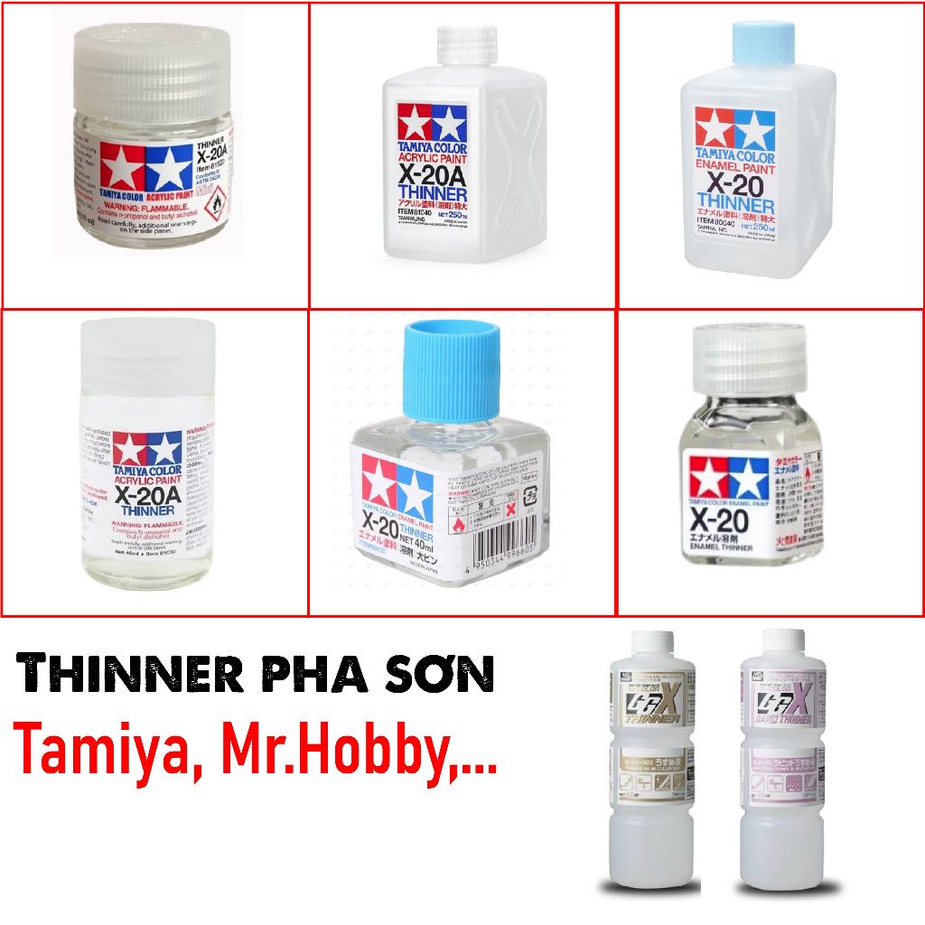 Tổng hợp các loại Thinner Dung Dịch Pha Sơn Thinner Gốc Acrylic nhiều dung tích 10ml - 250ml Tamiya 