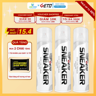 Bình xịt tạo bọt vệ sinh giày Sneark Geto cao cấp 300ml,Chai dung dịch giặt khô lau giầy thể thao trắng ko dùng nước-TIE