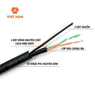 Cáp mạng -điện thoại  Việt Hàn CAT3 25AWG liền nguồn 305m Đồng Nguyên Chất
