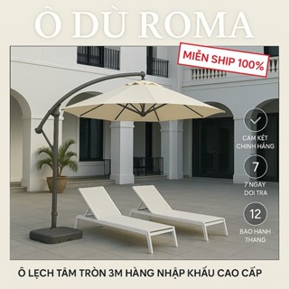 Ô Dù Lệch Tâm Tròn 3m HÀNG NHẬP KHẨU CAO CẤP.nâng lên hạ xuống, chỉnh góc nghiêng, xoay 360 độ.Chỉnh theo hướng nắng mưa