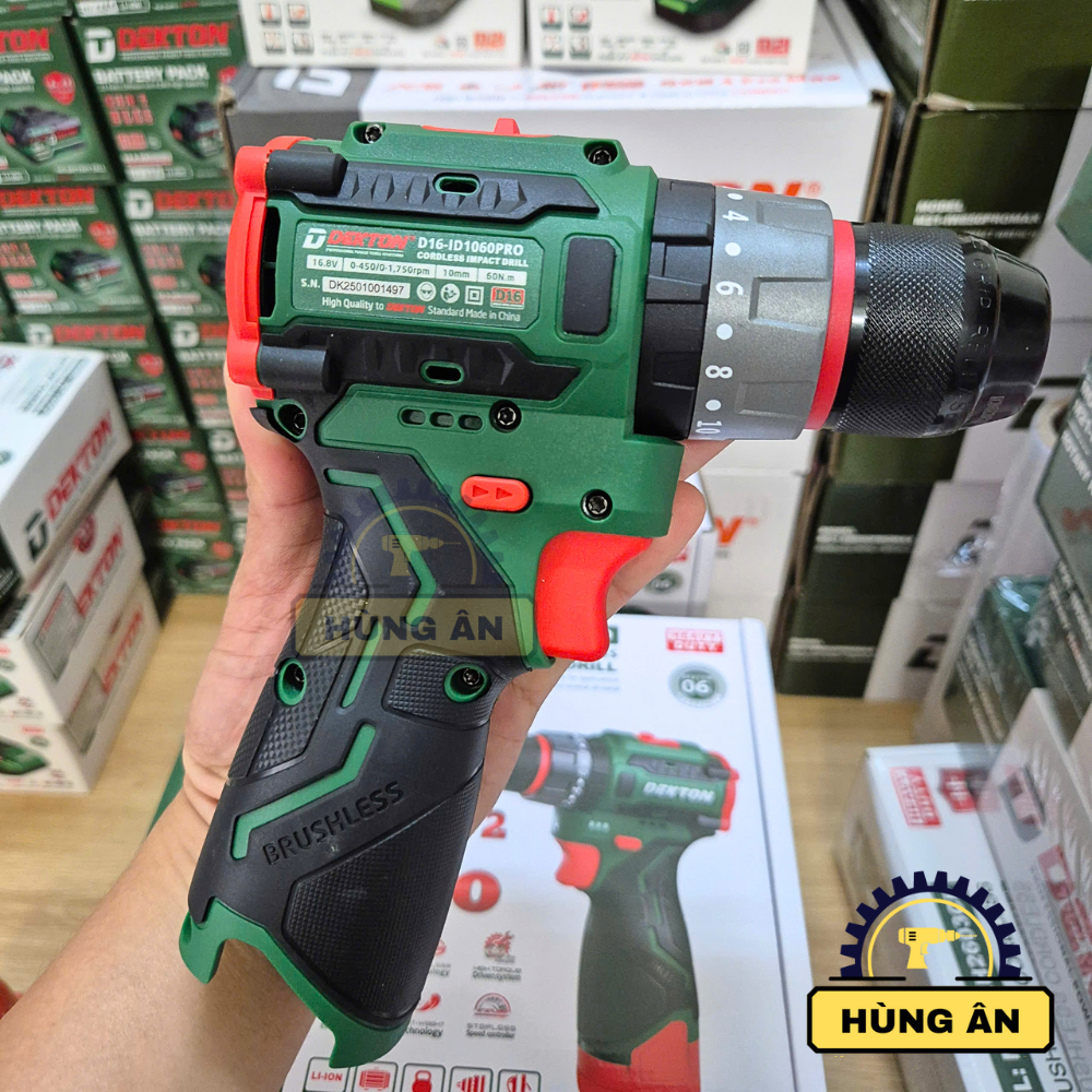 Máy khoan búa dùng pin 16.8V Dekton D16-ID1060PRO/Motor Brushless/Khoan gia đình
