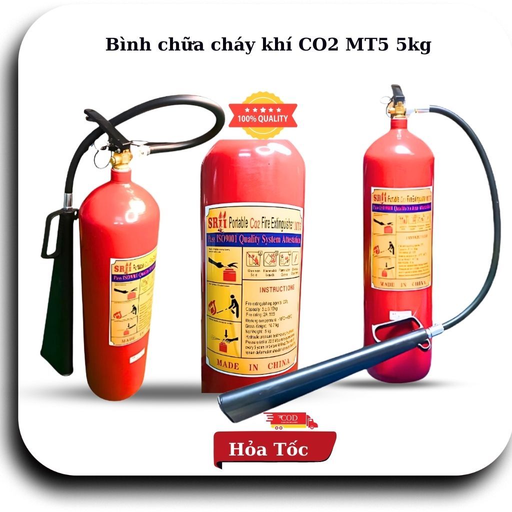 Bình chữa cháy khí CO2 MT5 5kg, bình cứu hỏa MT5 khí CO2 5kg, tiện ích sử dụng cao, Hàng chất lượng 