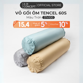 Vỏ Gối Ôm Lụa Tencel Size 37x100cm Hàn Quốc Cao Cấp À Ơi Concept Màu Trơn Nhiều màu Dây kéo khoá Không Xù Lông