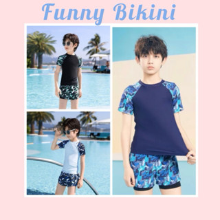 [10-40kg]Đồ Bơi Đi Biển Bé Trai-Bộ đồ bơi bé Trai Tay Ngắn Quần 2 Lớp Funny Bikini MS-67