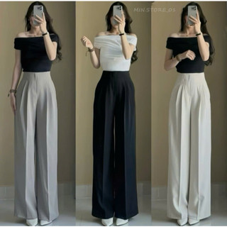  Quần Tây Nữ Dáng Suông Cạp Liền Chất Vải Gold Mỹ Cao Cấp Mềm Rũ Lưng Cao Cạp Liền Tôn Dáng 
