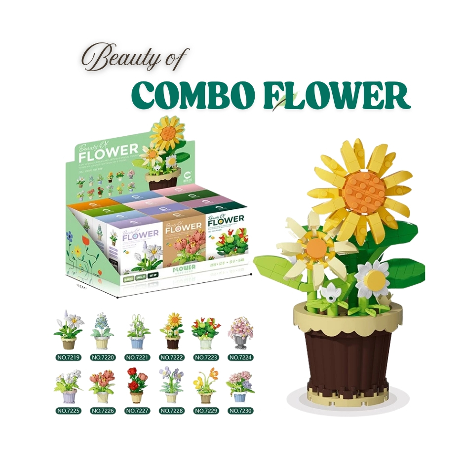 Lego Tree Innovabrick size mini T116 Khối xây dựng Bó hoa trong chậu Đồ chơi lắp ráp hạt nhỏ Tương t