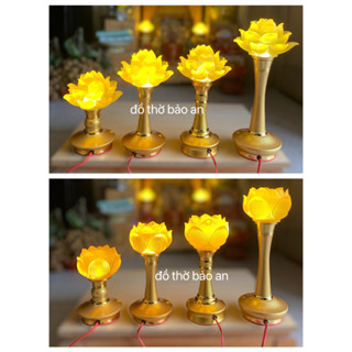 2 cây đèn thờ hoa sen lưu ly 1 bông thân hợp kim cao cấp.hàng chuẩn loại 1 có công tắc