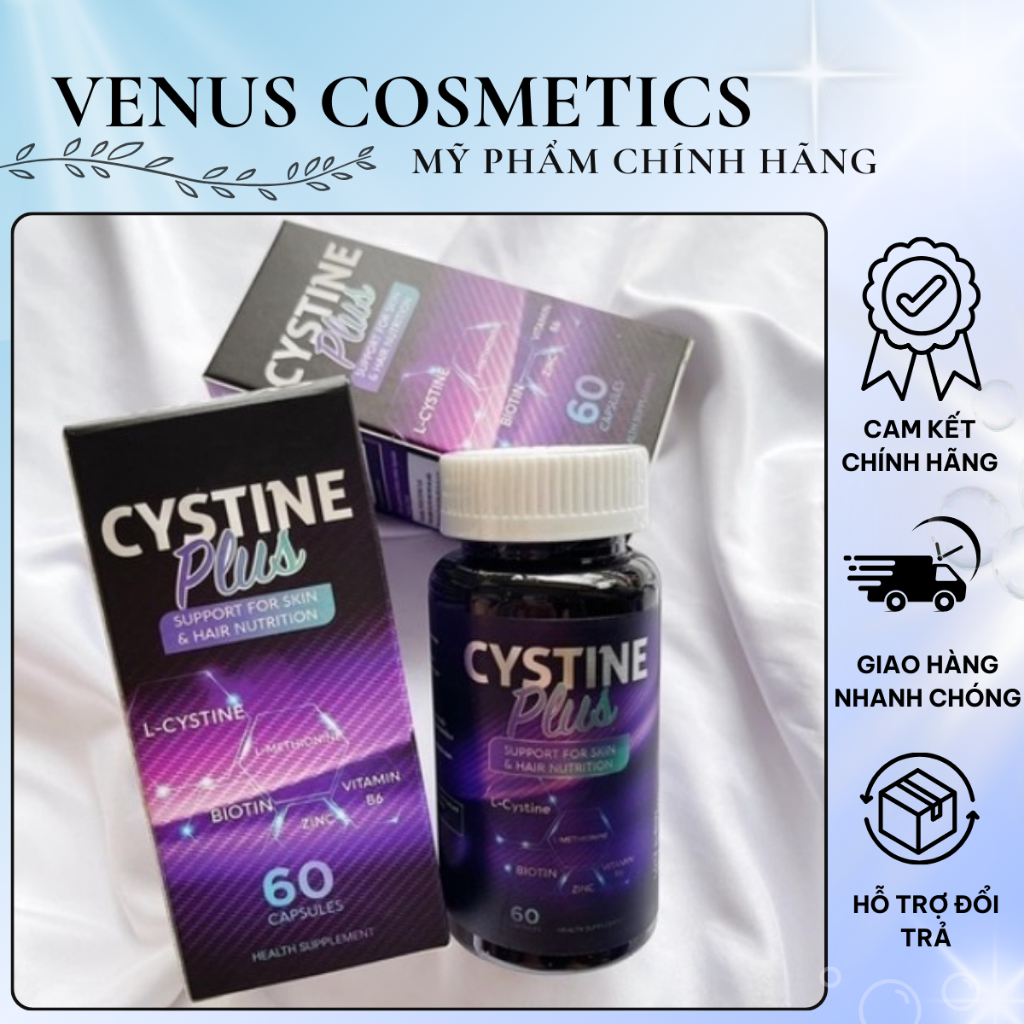 [CHÍNH HÃNG] VIÊN UỐNG CYSTINE PLUS GIẢM MỤN, NGĂN RỤNG TÓC, GIẢM SẮC TỐ DA HỘP 60 VIÊN
