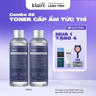 [Nhập COSDK4 giảm 20K đơn 199K] Combo 2 Nước hoa hồng Dear, Klairs Supple Preparation Unscented Toner 180ml
