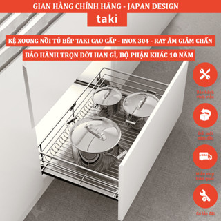 Giá Để Xoong Nồi Tủ Bếp Dưới TAKI CAO CẤP- INOX 304, Kệ Xoong Nồi - Ray Âm Giảm Chấn - BẢO HÀNH TRỌN ĐỜI - Có Thợ Lắp