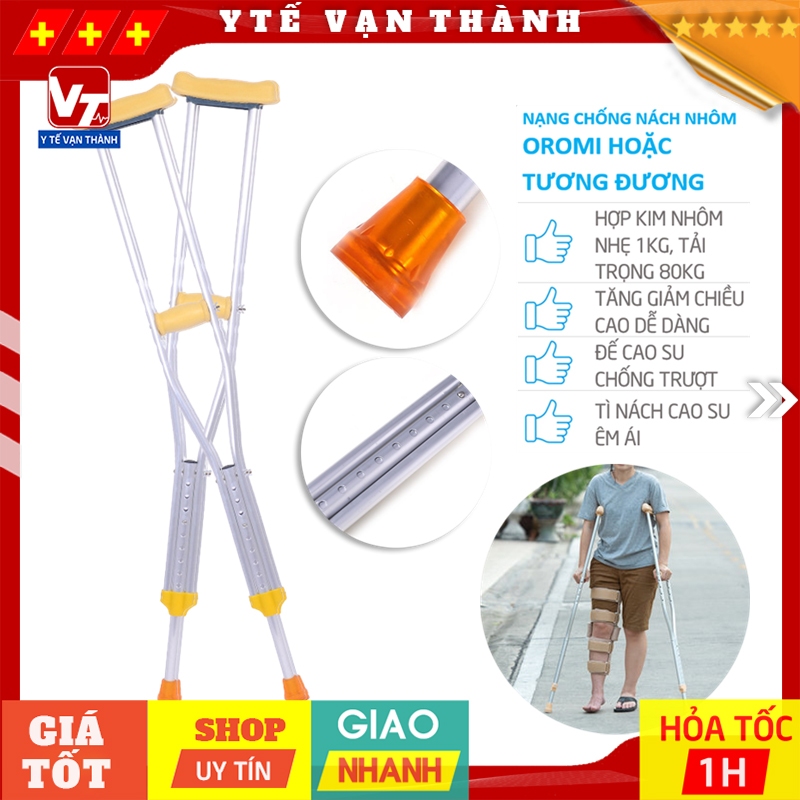  ✅  HỎA TỐC 1H  Nạng Chống Nách Nhôm TaJerMy Oromi  Hoặc Tương Đương  | Điều chỉnh chiều cao dễ dàng -VT0275 